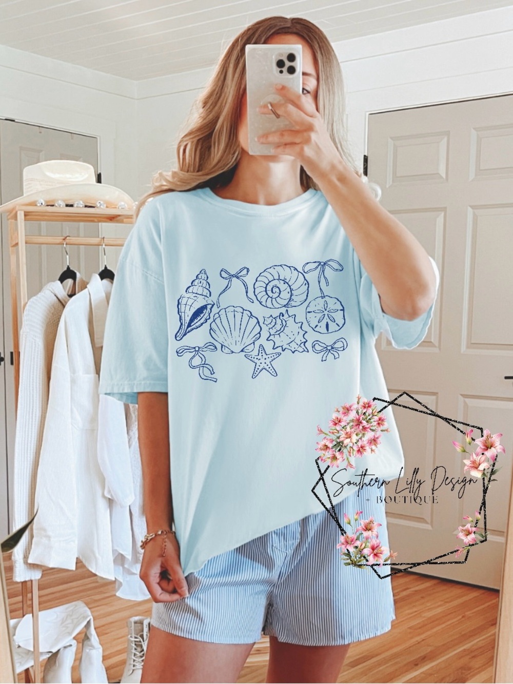 Comfort Colors Light Blue Seashell Graphic Tee